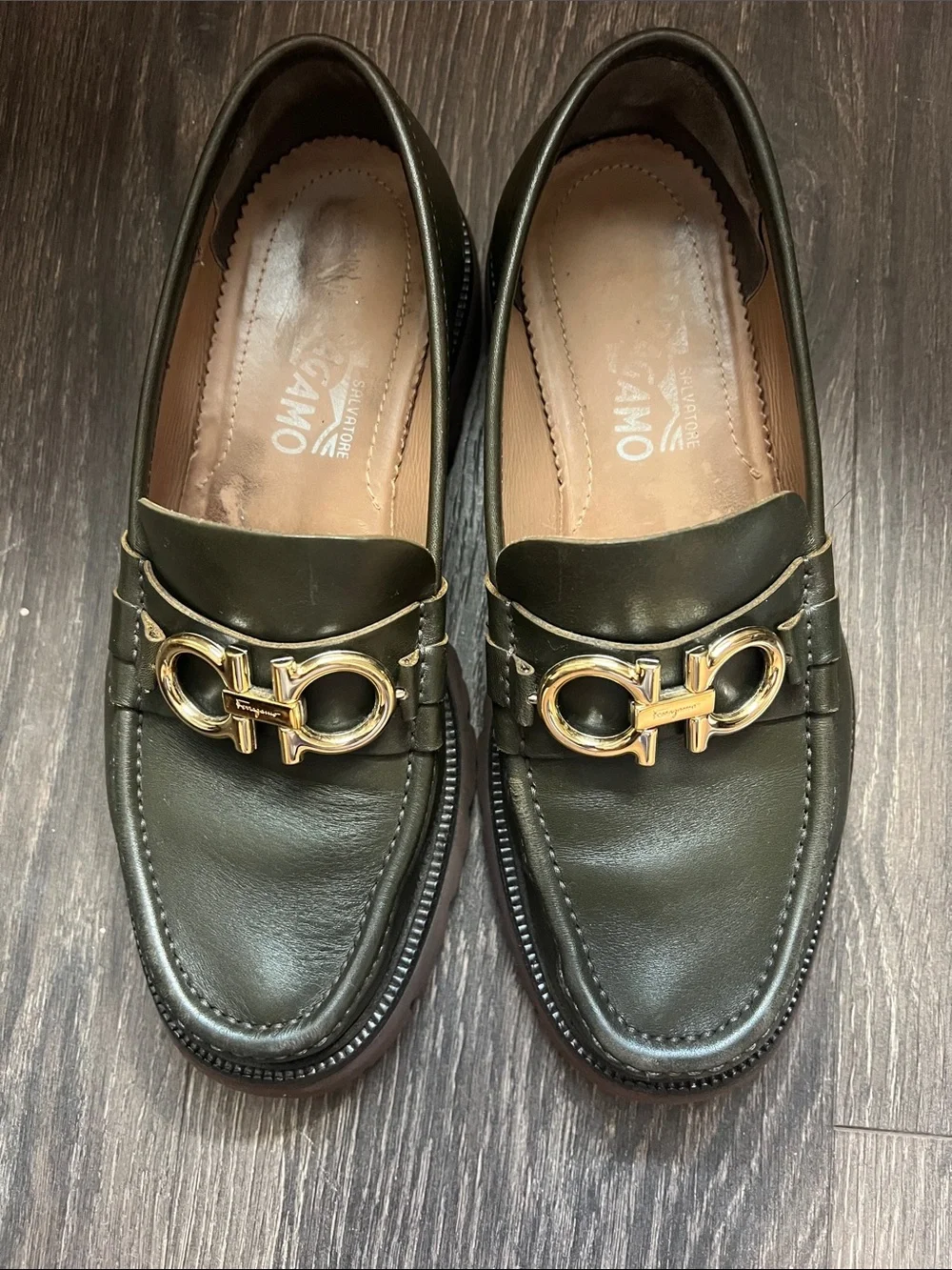 Salvatore Ferragamo Men\'s Bleecker Lug-sole Loafers In Muschio Calf size 6EEE Ferragamo Men main image 3